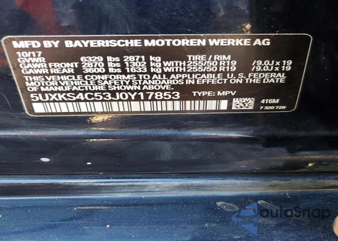 2018 BMW X5 xDrive35D from USA, damaged, VIN 5UXKS4C53J0Y17853